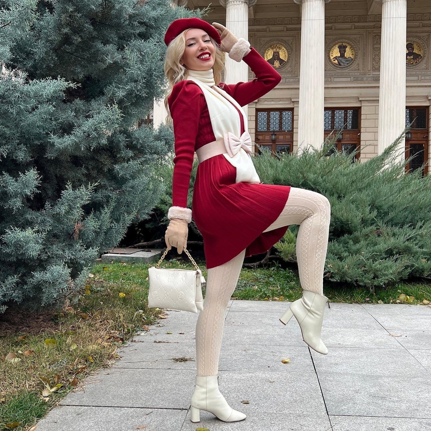 Grannies Cable Knit Wool Tights V2 - Oatmeal