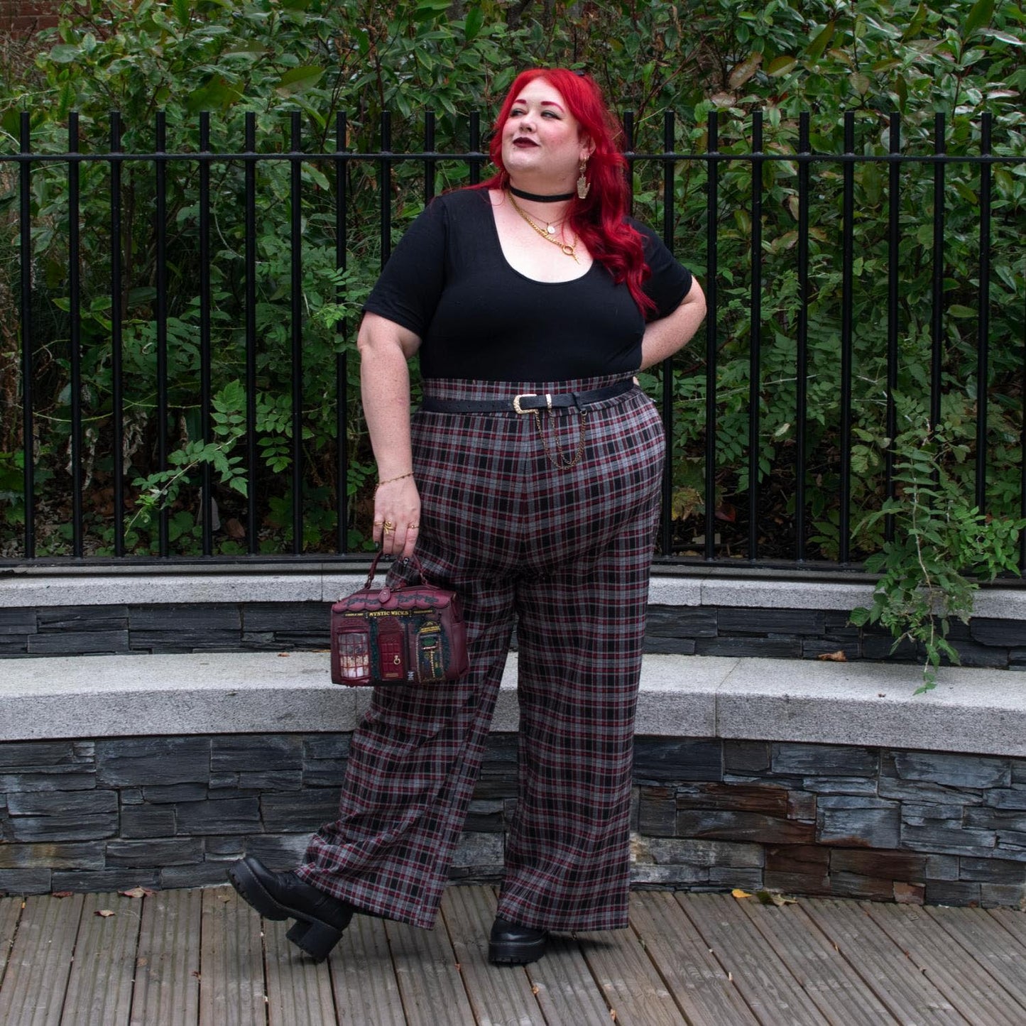 Plaid Wide-Leg Trousers - Bonnie