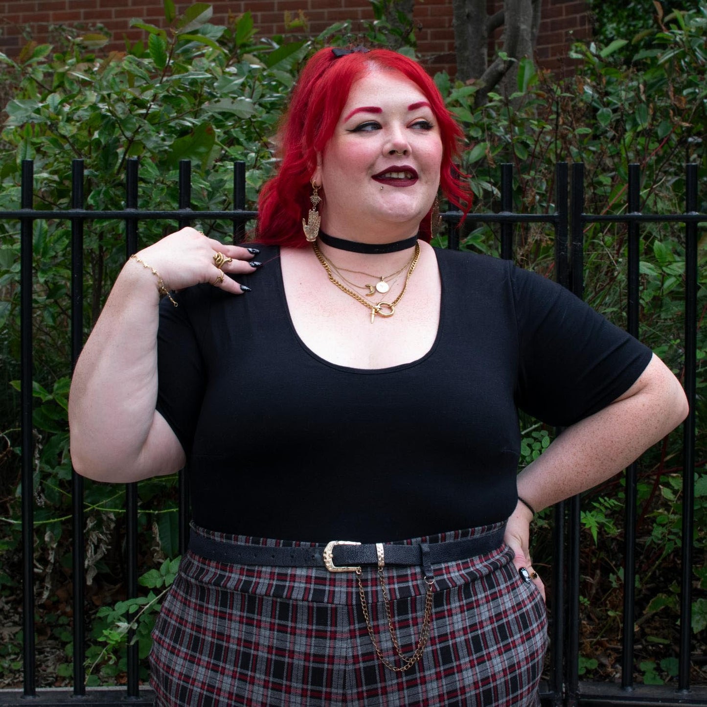 Plaid Wide-Leg Trousers - Bonnie