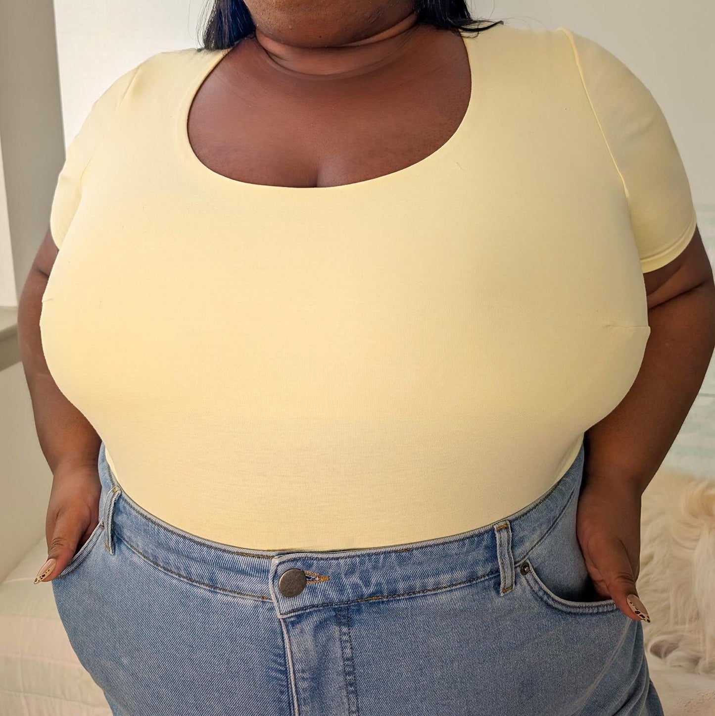 Short Sleeve Cotton Bodysuit - Butter