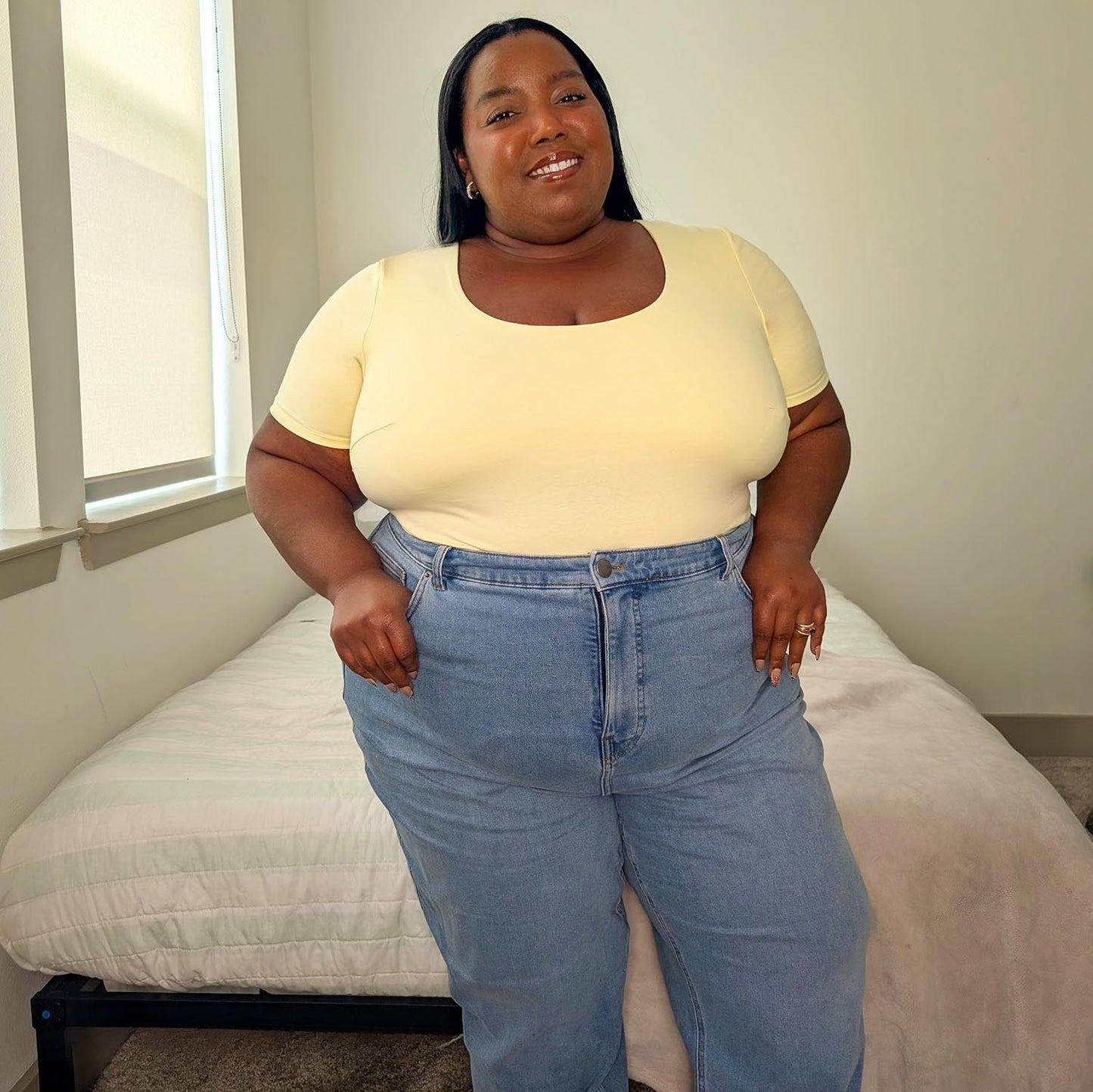 Short Sleeve Cotton Bodysuit - Butter
