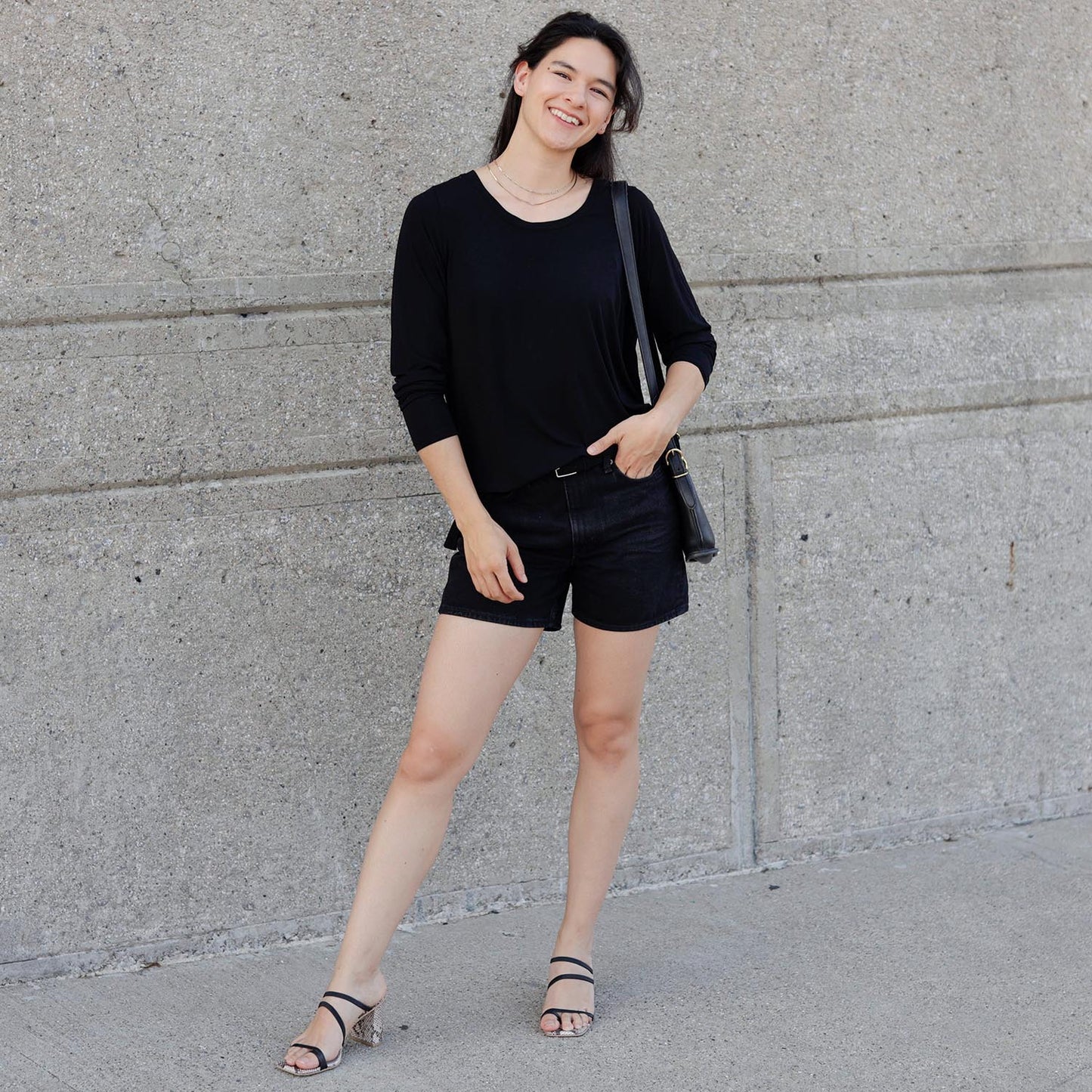 Bamboo Lounge Long Sleeve Top - Black