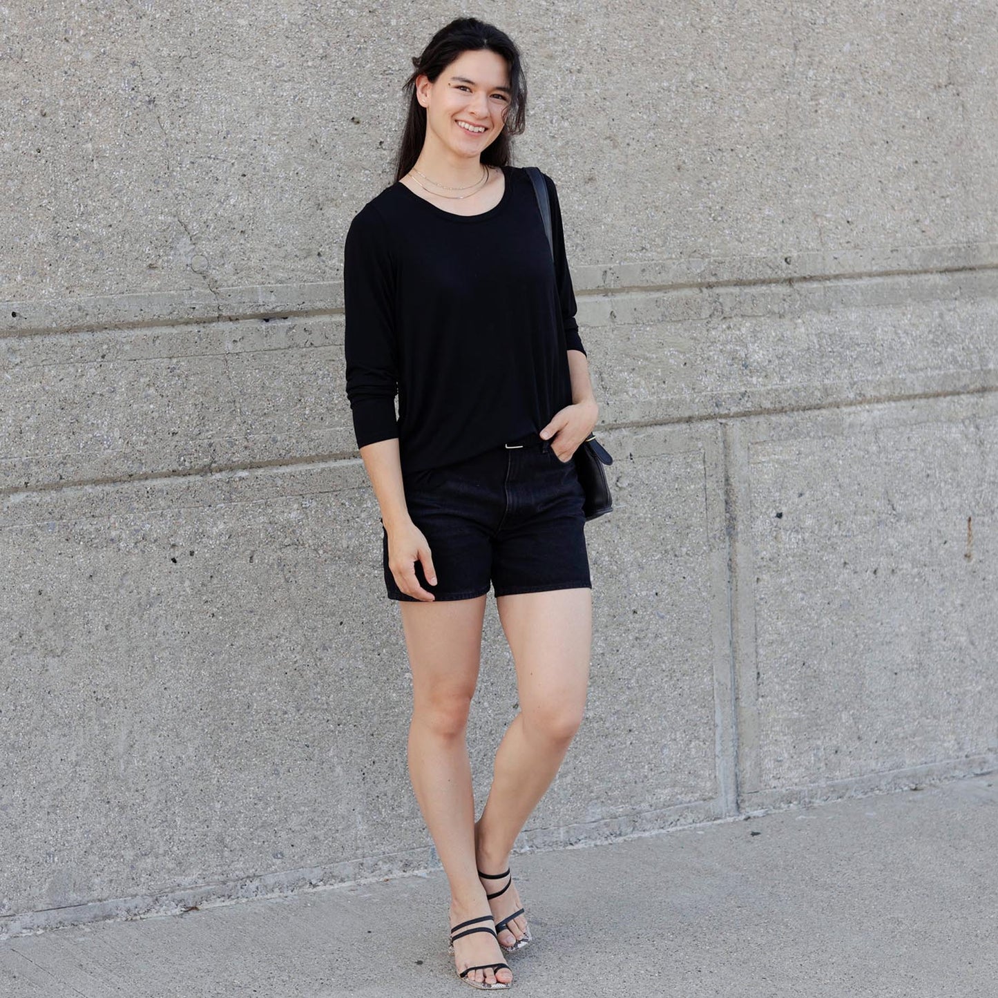 Bamboo Lounge Long Sleeve Top - Black