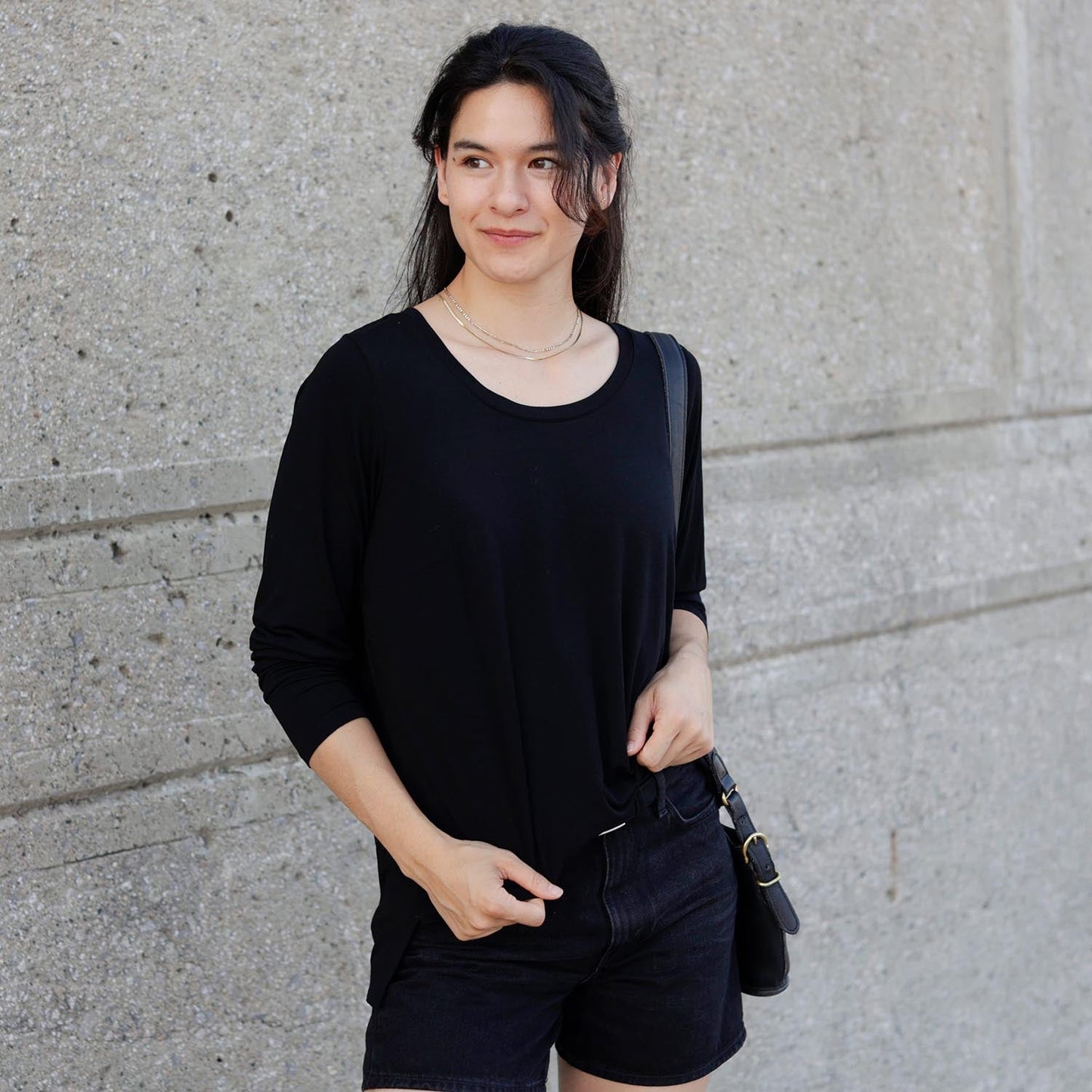 Bamboo Lounge Long Sleeve Top - Black