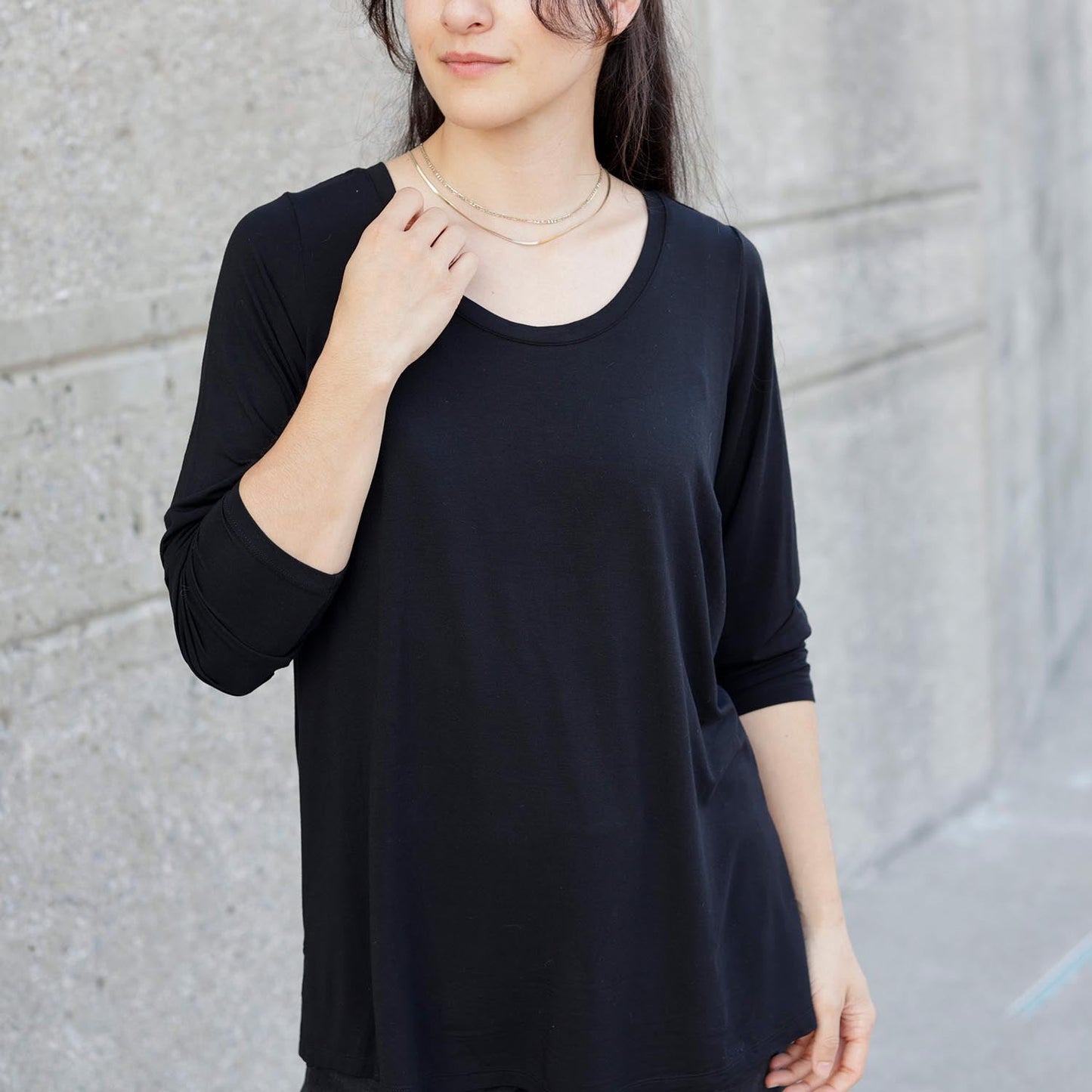 Bamboo Lounge Long Sleeve Top - Black