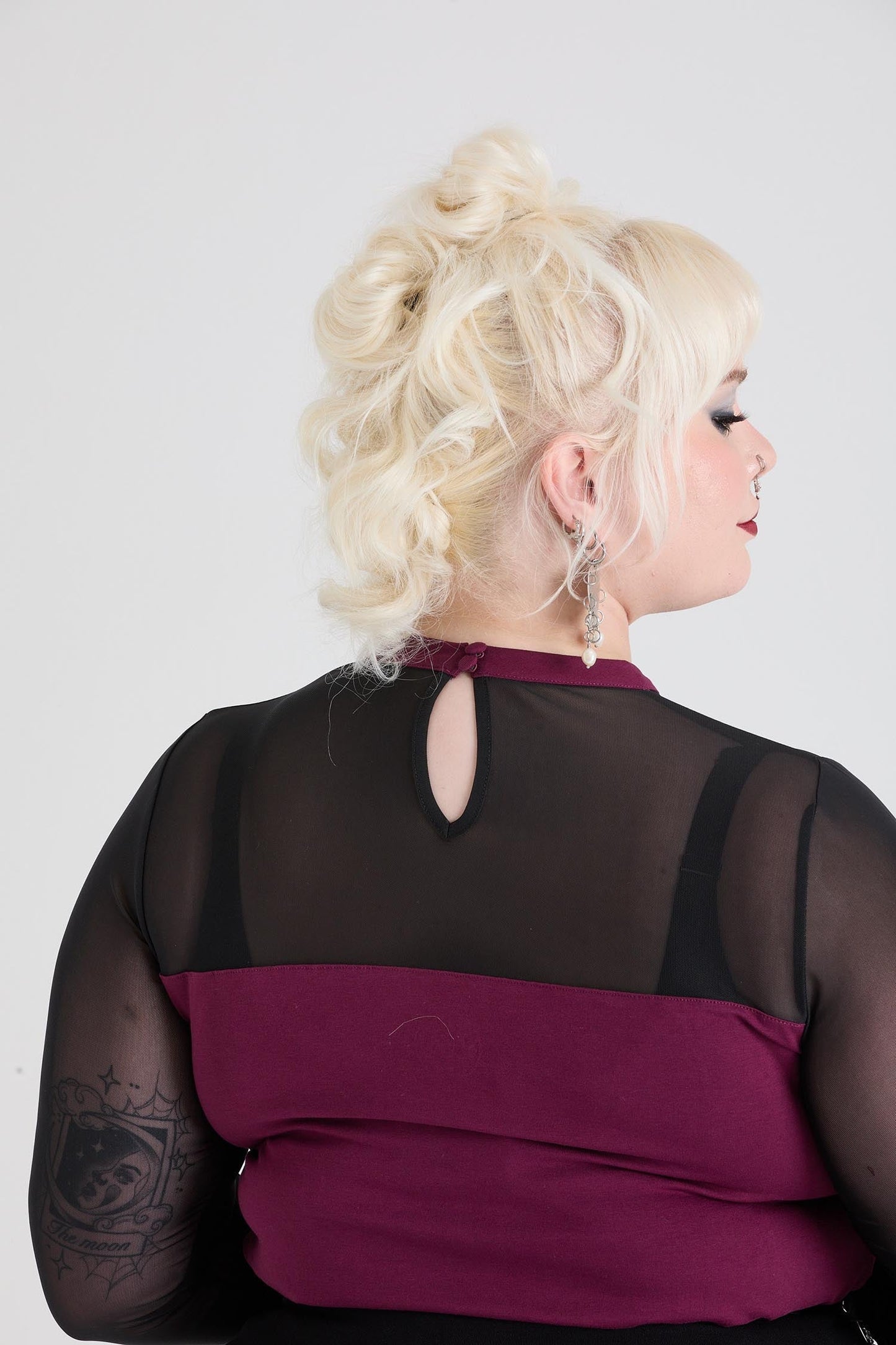 Florence Mesh Sleeve Top  - Cherry