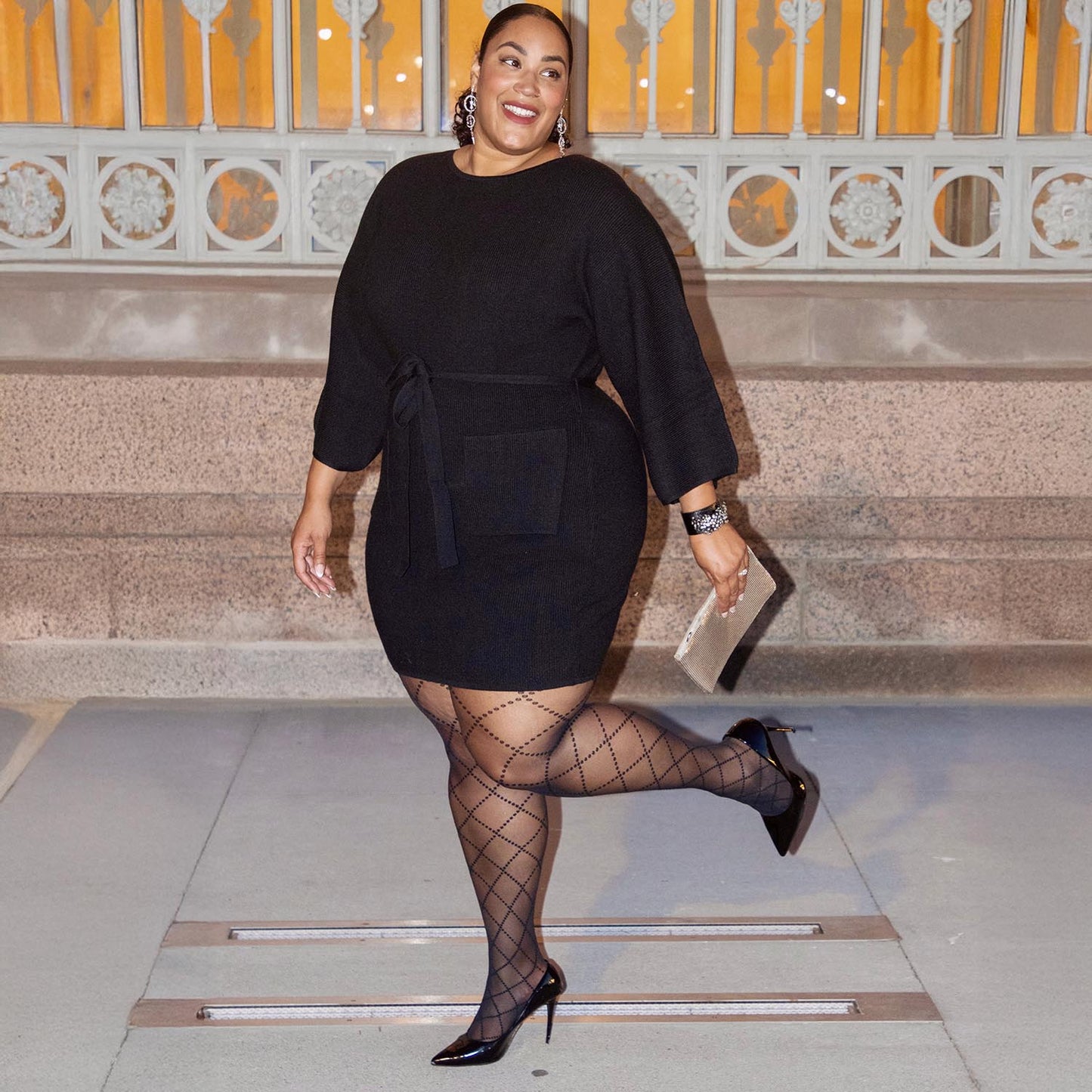 Mini Knitted Cocoon Dress - Black