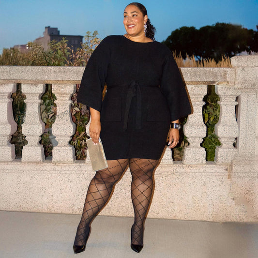 Mini Knitted Cocoon Dress - Black