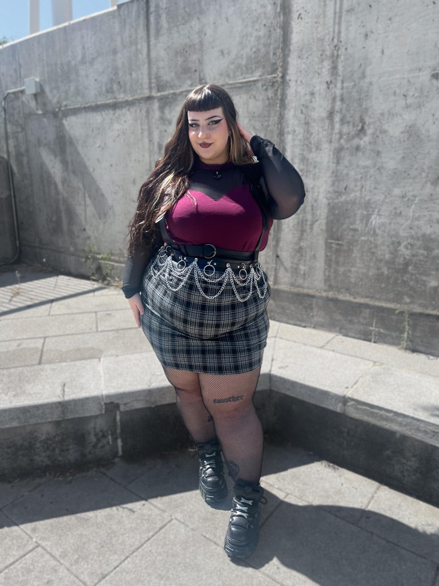 Plaid Mini Skirt - Black & Grey