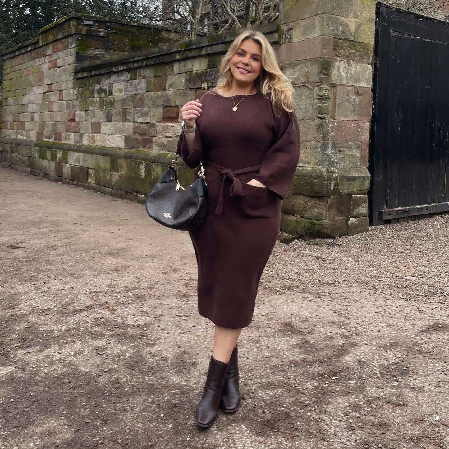 Midi Knitted Cocoon Dress - Hot Chocolate