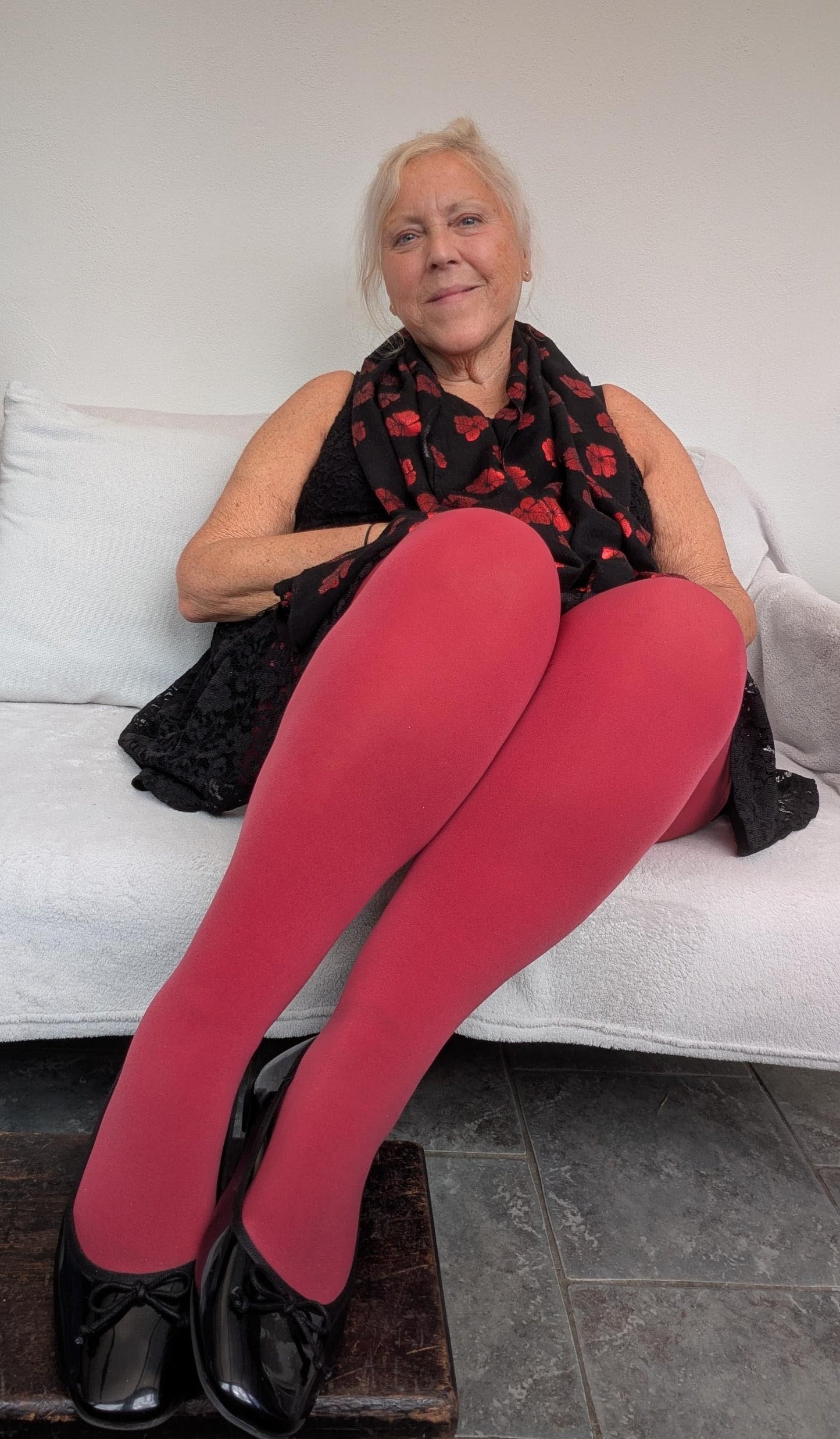 80 Denier Castor Oil Tights - Blood Red