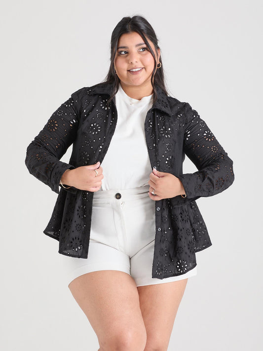 Broderie Anglaise Shirt - Black