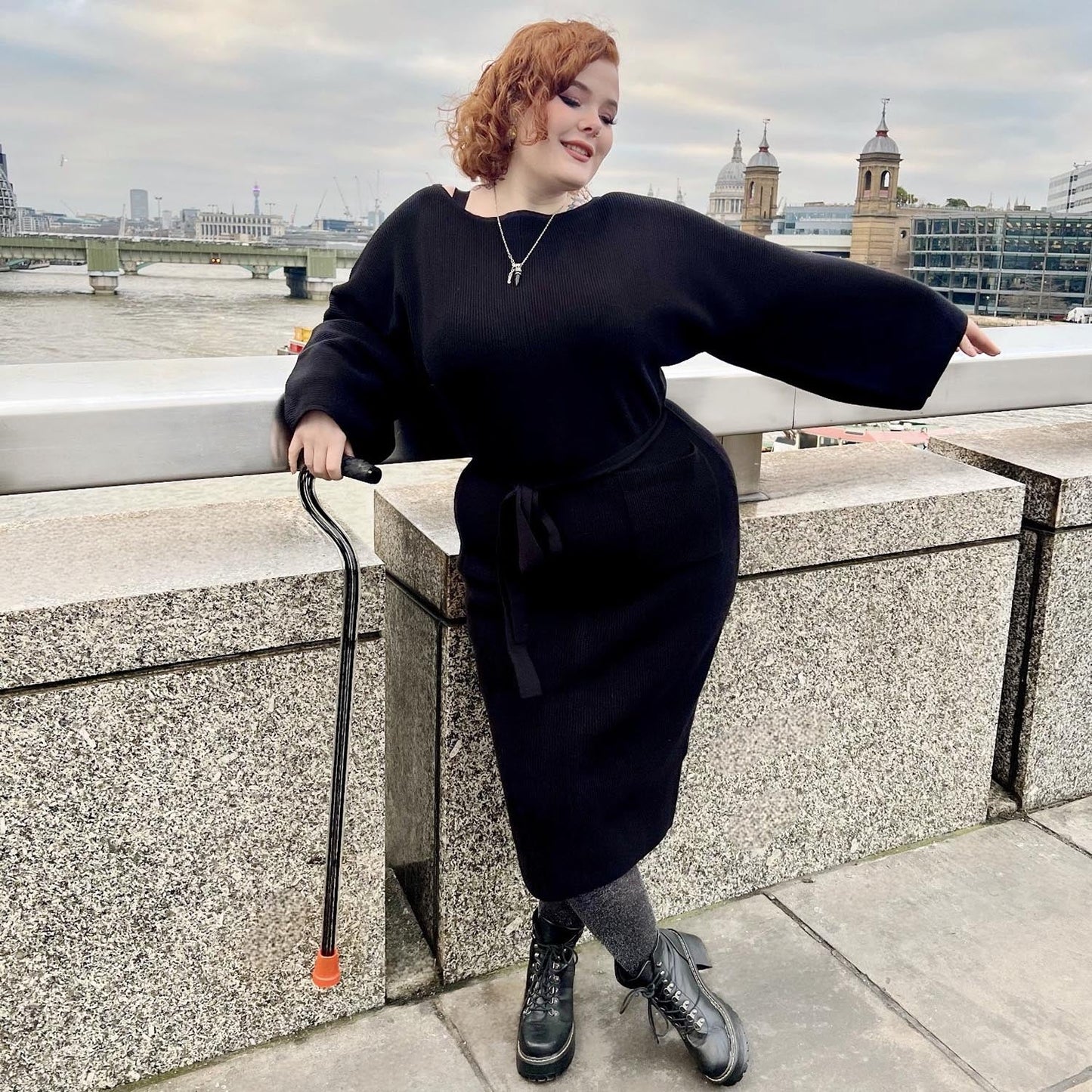 Midi Knitted Cocoon Dress - Black