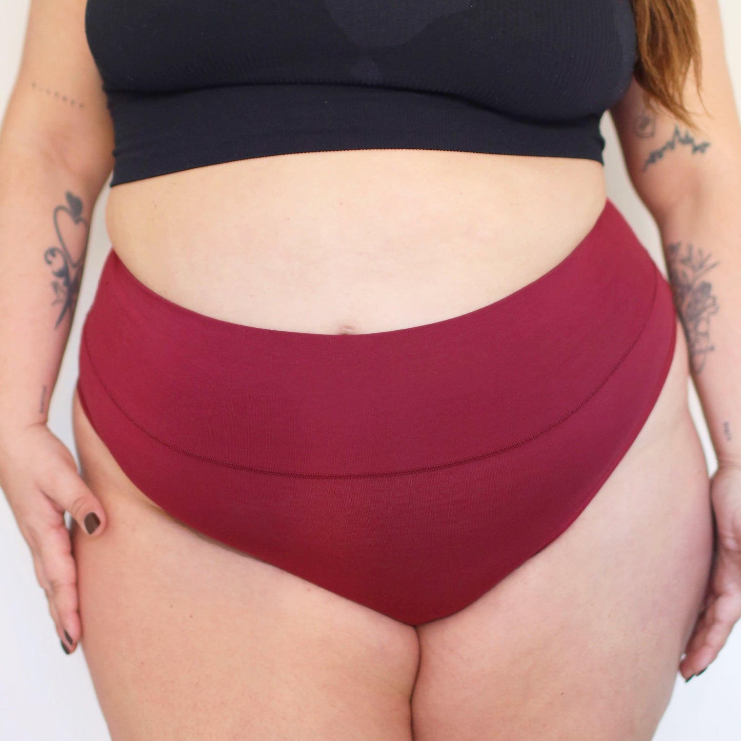 Organic Cotton Cheeky High Leg Knickers -  Blood Red
