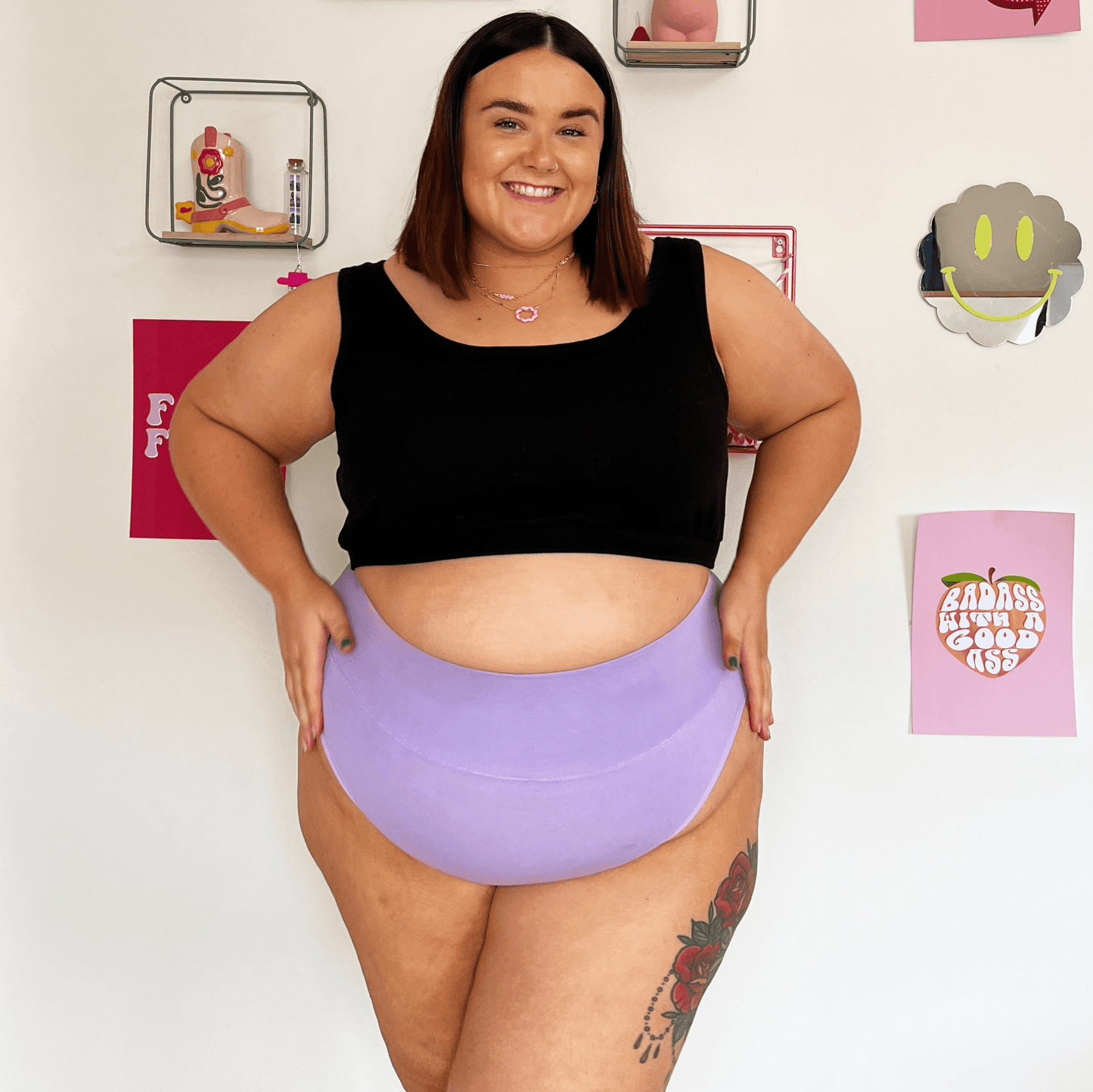 Organic Cotton Super High Leg Knickers - Cassis de Violet