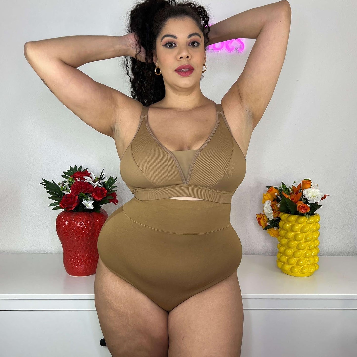 Organic Cotton Super High Waist Knickers - Caramel