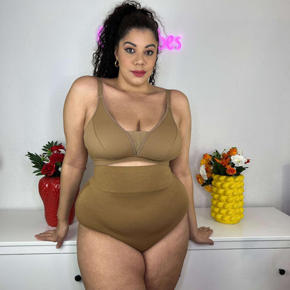 Organic Cotton Super High Waist Knickers - Caramel