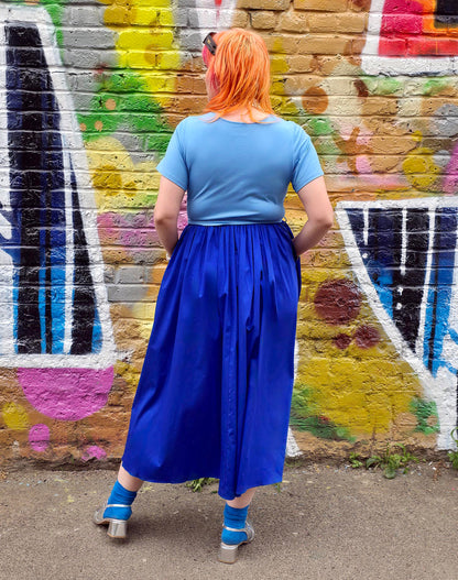 Midaxi Tee Poplin Dress - Duo Blue