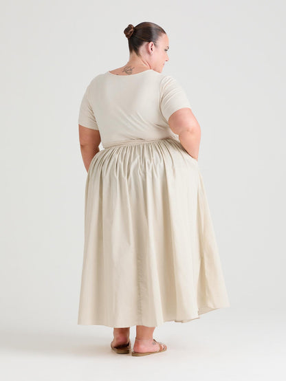 Midaxi Tee Poplin Dress - Oatmeal