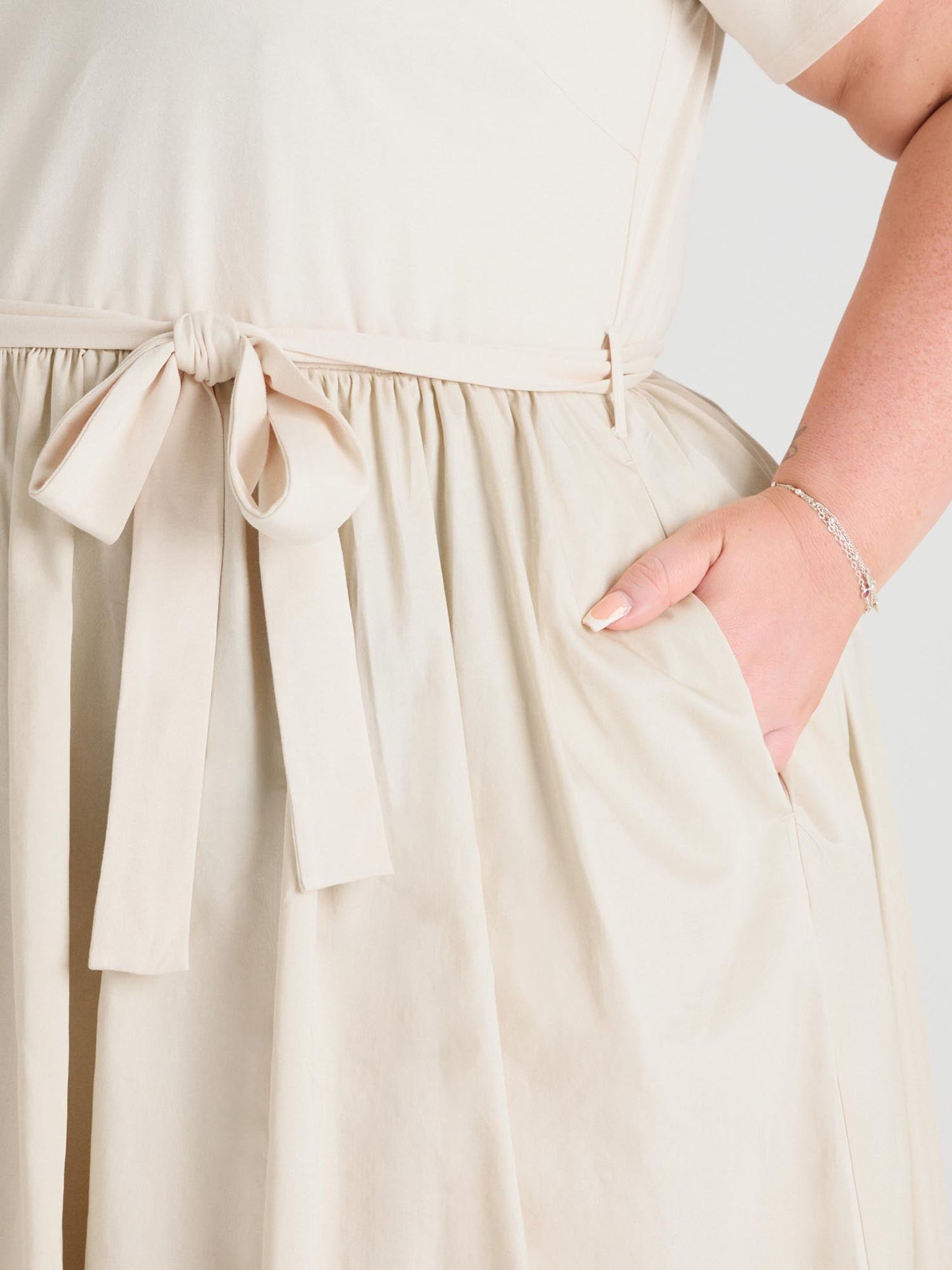 Midaxi Tee Poplin Dress - Oatmeal