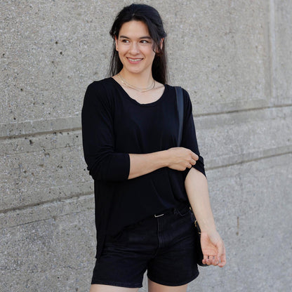 Bamboo Lounge Long Sleeve Top - Black