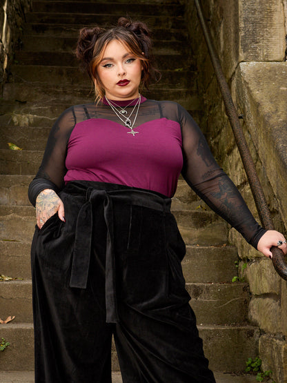 Florence Mesh Sleeve Top  - Cherry