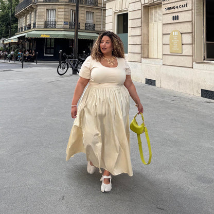 Midaxi Tee Poplin Dress - Oatmeal