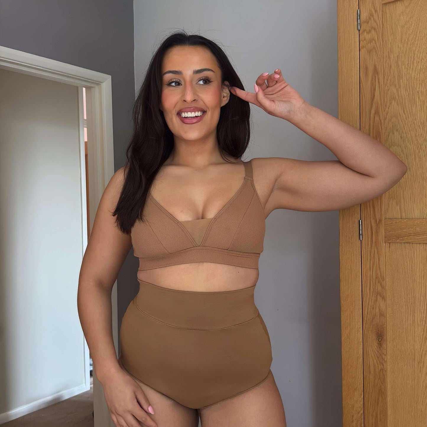 Organic Cotton Super High Waist Knickers - Caramel