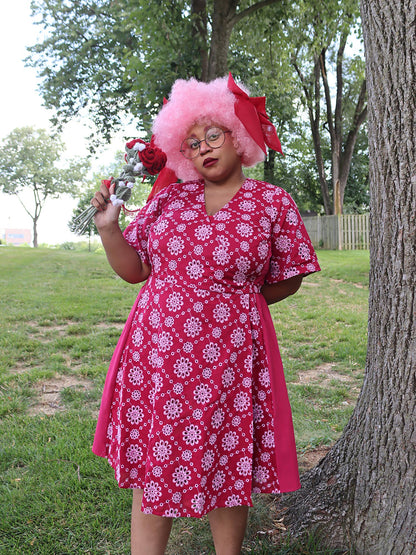 Broderie Anglaise Wrap Dress - Blood Red