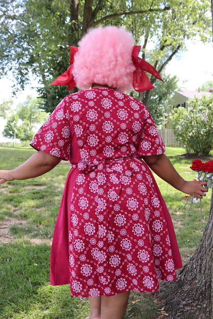 Broderie Anglaise Wrap Dress - Blood Red