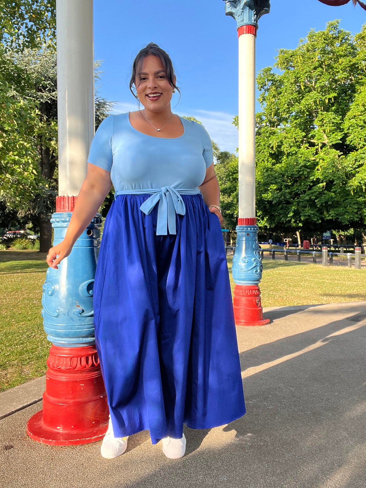 Midaxi Tee Poplin Dress - Duo Blue