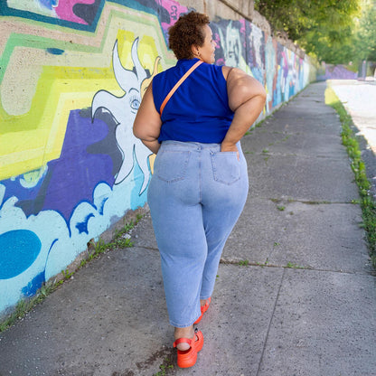 Organic Mom Jeans - Aegean