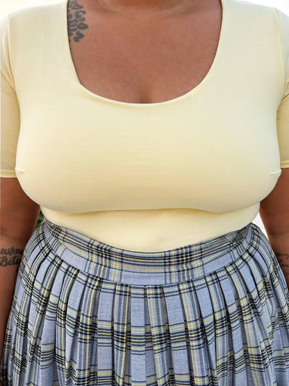 Short Sleeve Cotton Bodysuit - Butter
