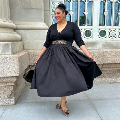 Midaxi Poplin Skirt - Black