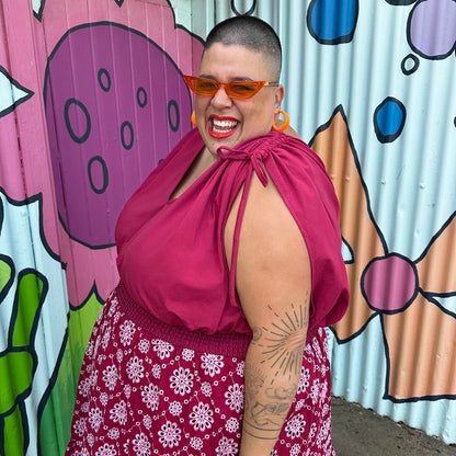 Broderie Anglaise Midi Dress - Blood Red