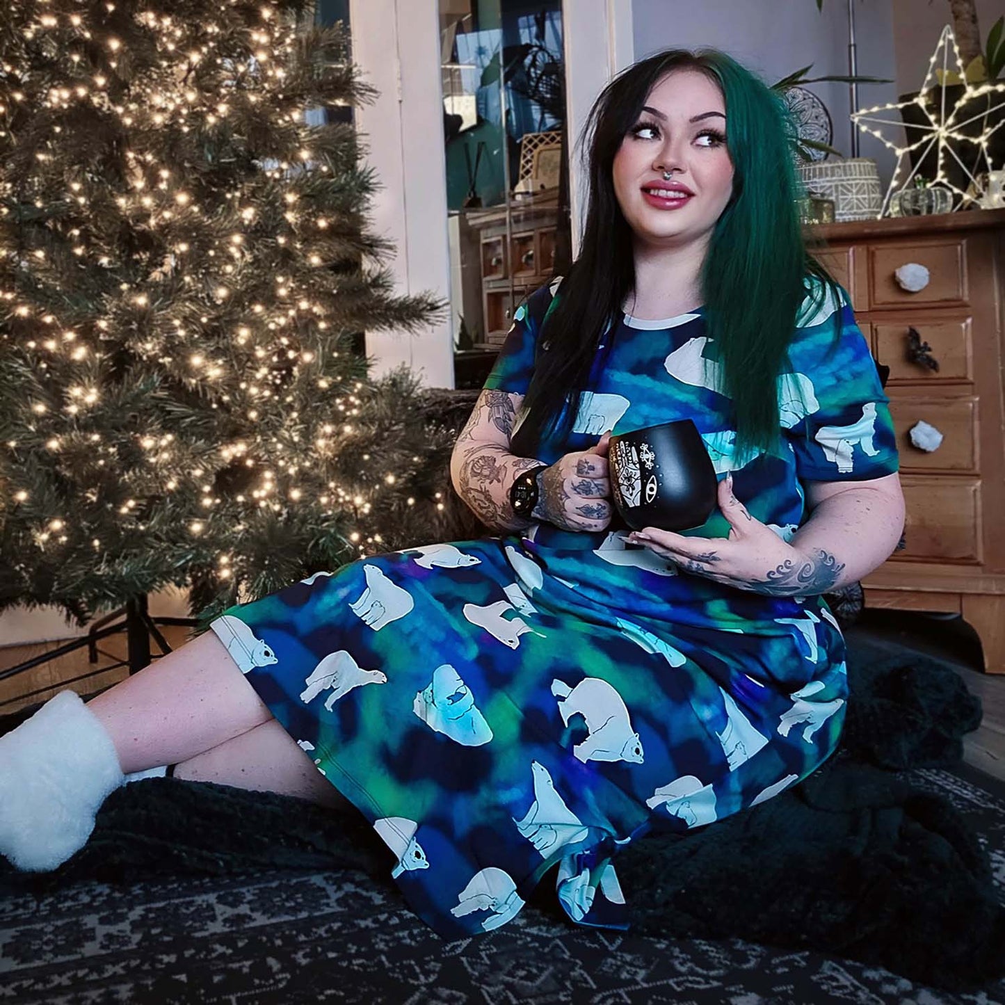 Organic Cotton Long Nightdress - Polar Bears