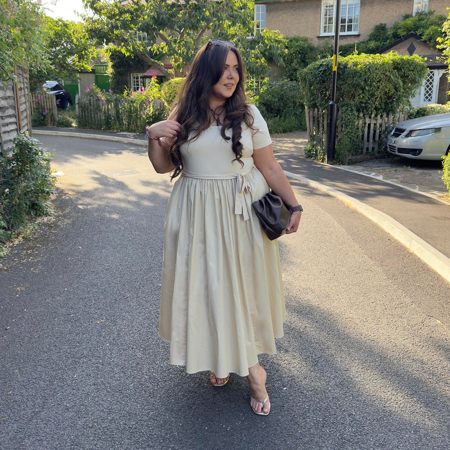 Midaxi Tee Poplin Dress - Oatmeal