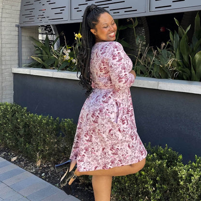 Mini Wrap Dress - Passion au Jardin - L'Amour Rose