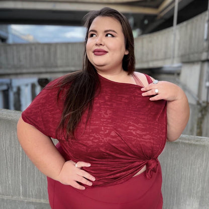 Debbie Off Shoulder Tee - Wine