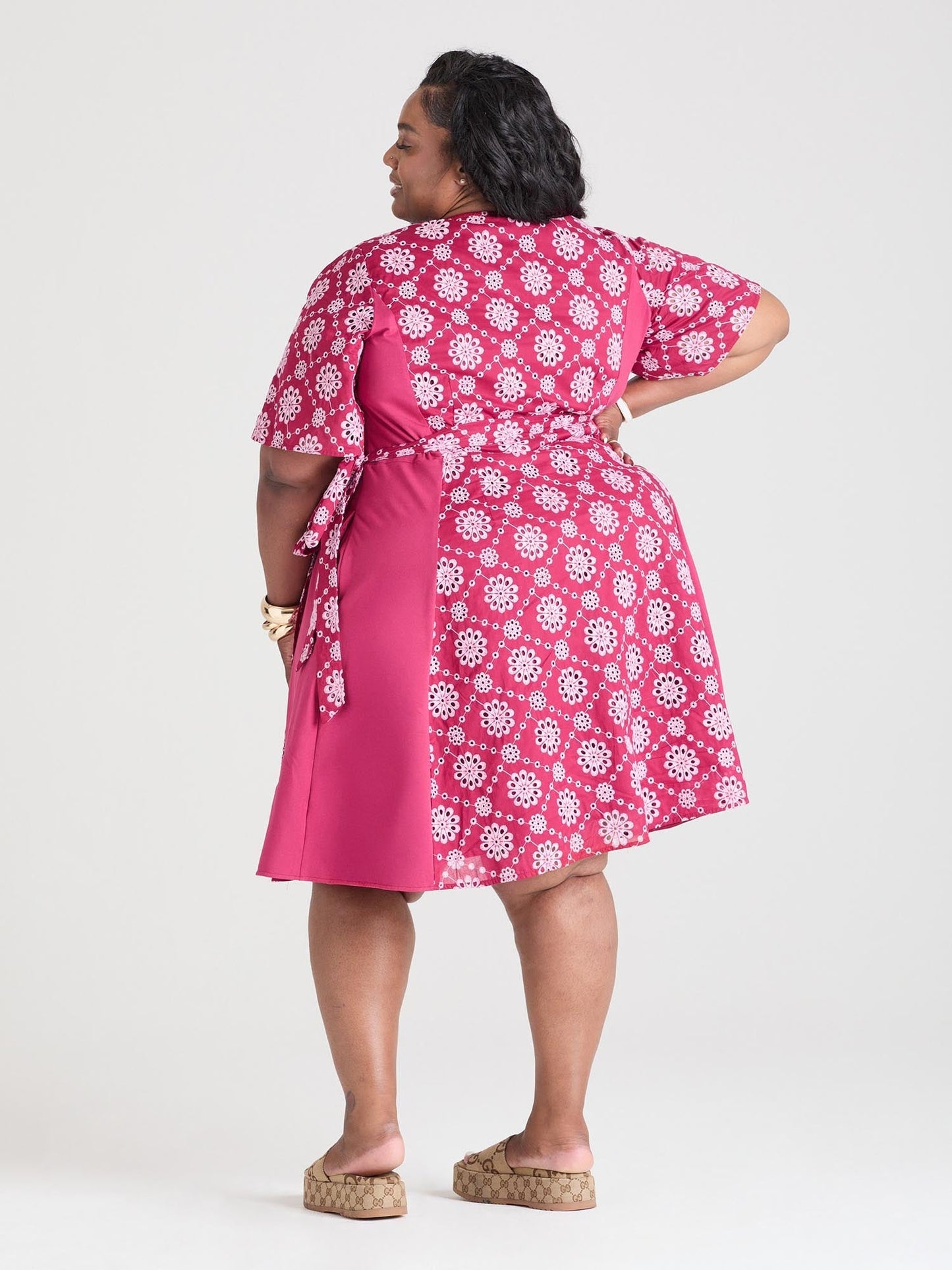 Broderie Anglaise Wrap Dress - Blood Red