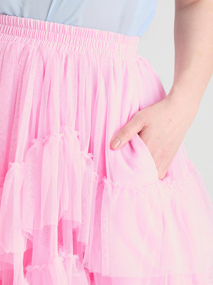 Mesh Skirt - Flushing Pink
