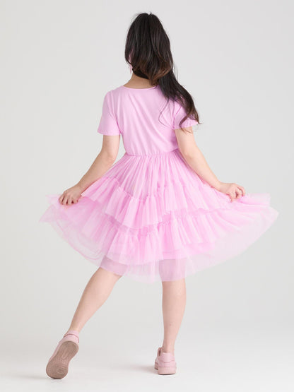 Tee Mesh Dress - Pink Frosting