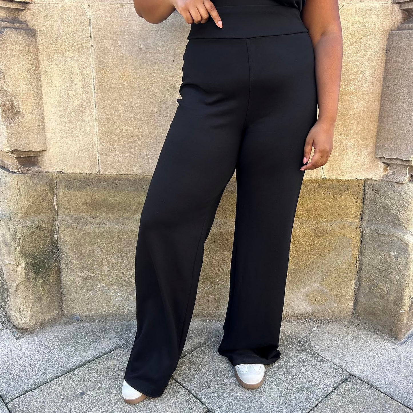 Wide Leg Leggings - Black