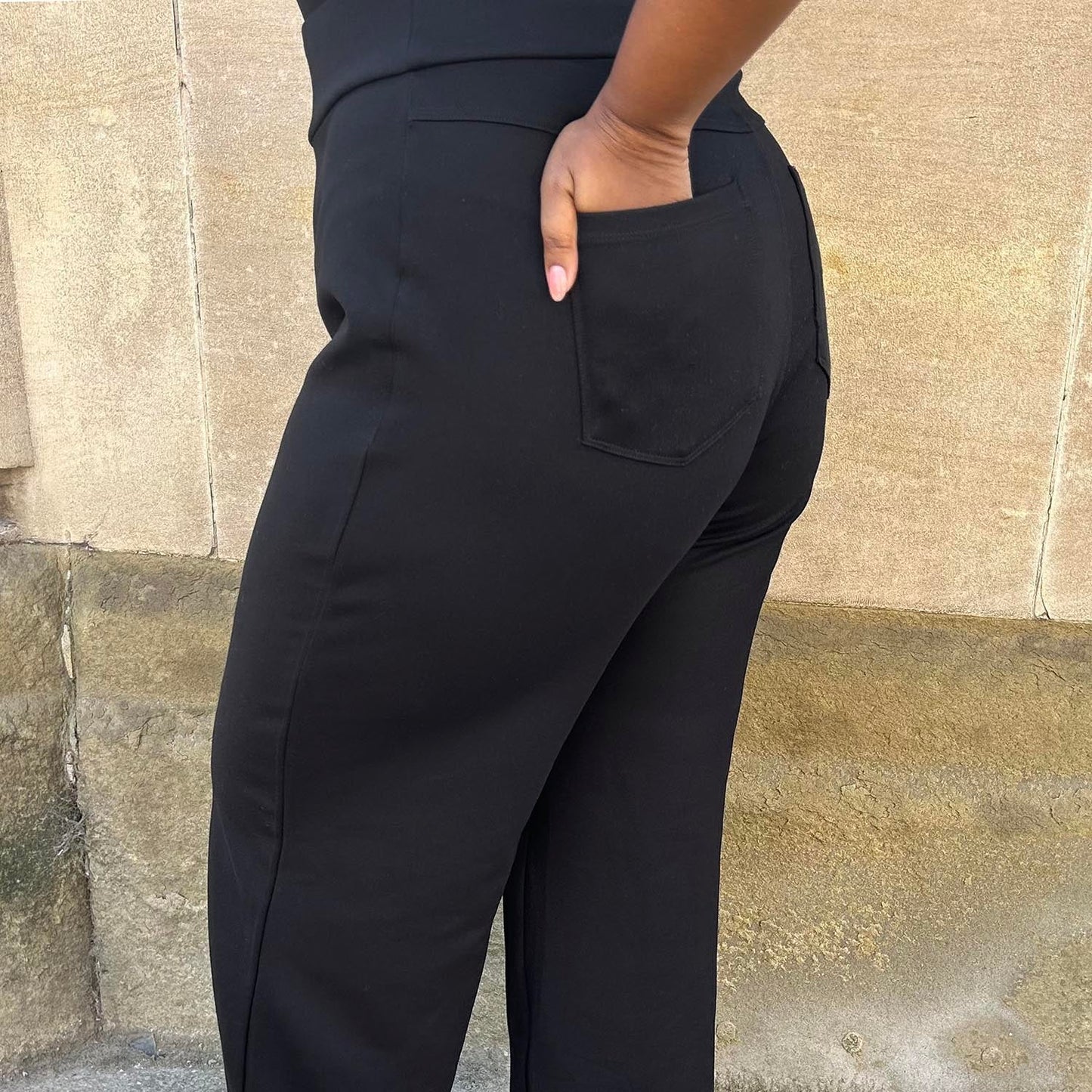 Wide Leg Leggings - Black