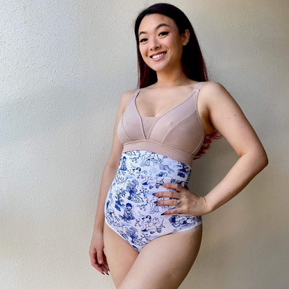 Organic Cotton Super High Waist Knickers - Passion au Jardin - L'Amour Bleu