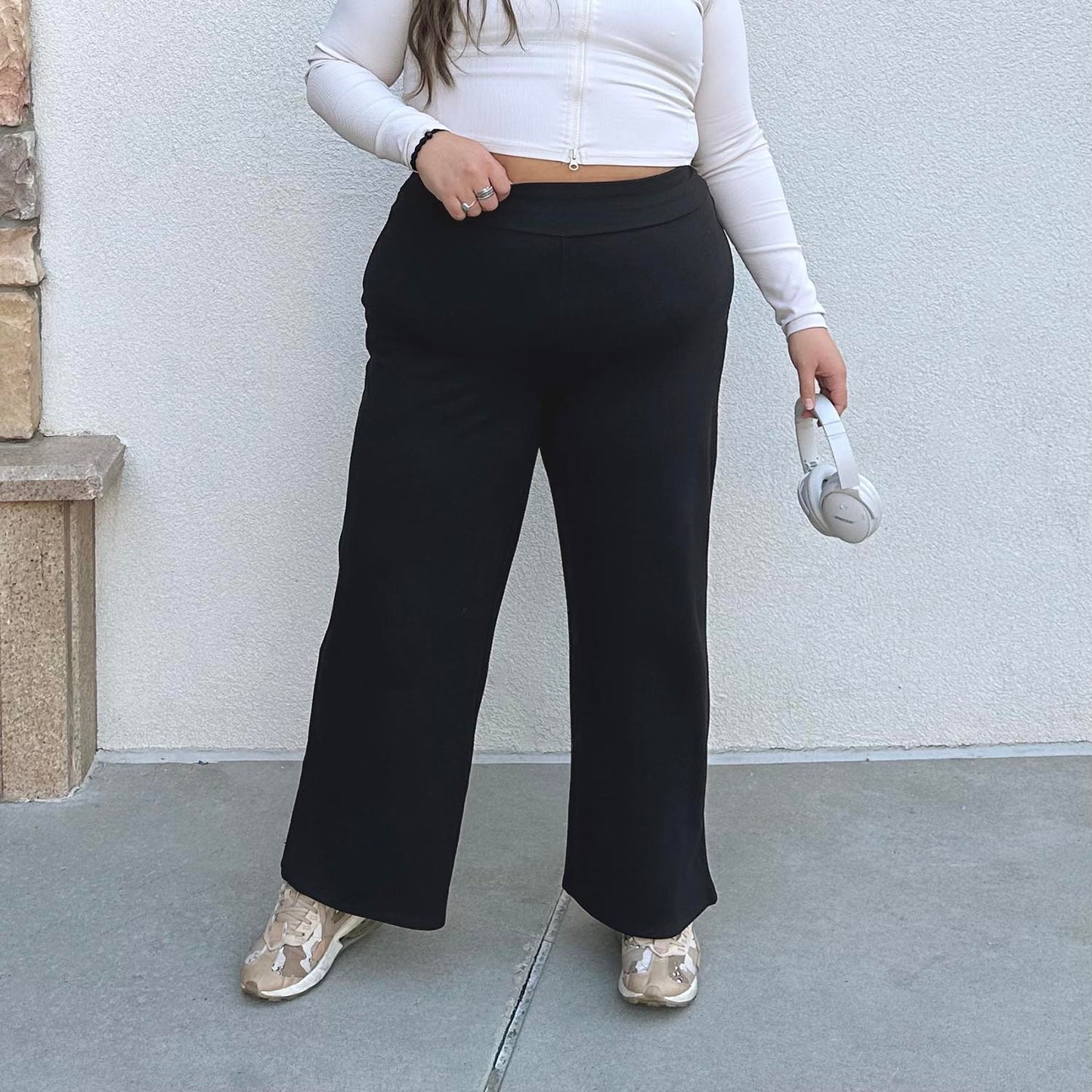 Wide Leg Leggings - Black