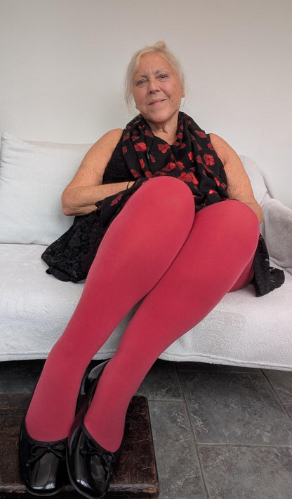 80 Denier Castor Oil Tights - Blood Red