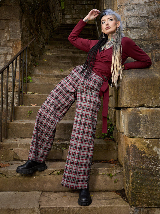 Plaid Wide-Leg Trousers - Bonnie