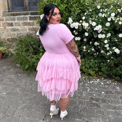 Tee Mesh Dress - Pink Frosting
