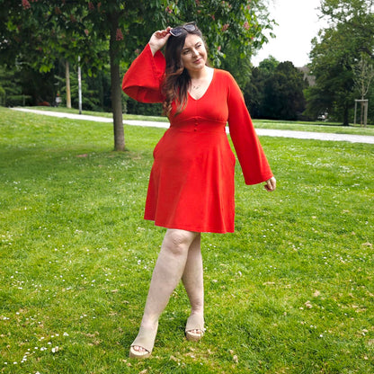 Bell Sleeve Mini Dress - Sangria